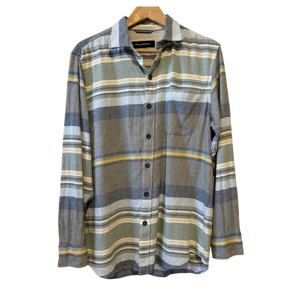 Tommy Bahama Button Up Shirt S Blue Striped Cotton Beach Tropical Coastal Preppy